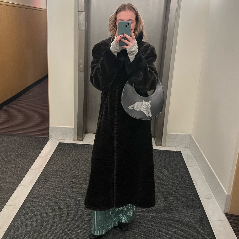 Black & Brown Faux Fur Coat
